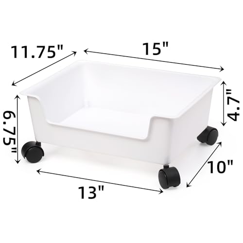 Noamus 3 Pack Under Bed Storage, Underbed Toys Storage Containers with Wheels, Plastic Bedroom Storage Organization, Under Bed Storage Bins Drawer For Clothes Blankets Shoes Books, White