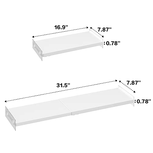 Closet Organizer Shelves Expandable Cabinet Tension Shelving Rack Heavy Duty Metal DIY Shelf Divider for Wardrobe Cupboard Cabinet Pantry Kitchen Bathroom,White,3packs - size: 7.9"D x 16.9"-31.5"W-3PCS