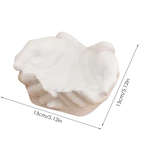 Hands Shape Key Storage Rack - Carved Hands clue Plate, Dependable Double Palm Clue Bowl | Innovative Keys Entryway Jewelry Dish Hand Shaped Tray, Entryway Sculptural Dish Hand Tray for Key - color: White