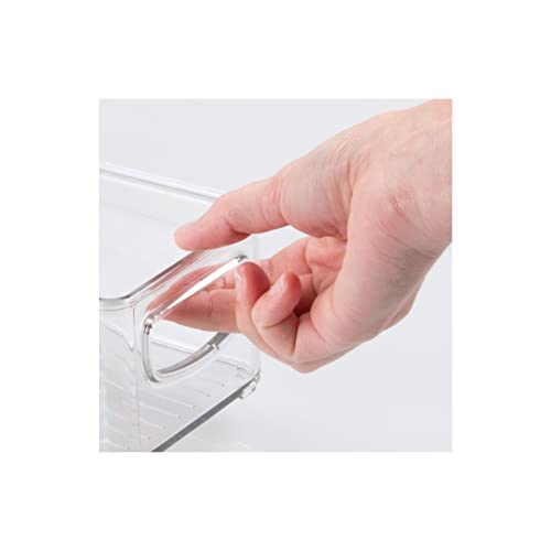 mDesign Plastic Bathroom Storage Container Bins w/ Handles - Closet, Cabinet, Vanity, Cupboard Shelf Organization, Hair Tools Accessory Organizer - Ligne Collection; Clear, 10x4x3 (Pack of 2) - size: 10 x 4 x 3 (Pack of 2)
