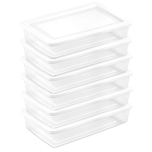 Sterilite 6 Pack Storage Box, 41 Quart Stackable Tote, Clear Plastic Container with Secure Snapping Lids for Home and Office Organization, White - size: 41 Quart, style: 6 Pack