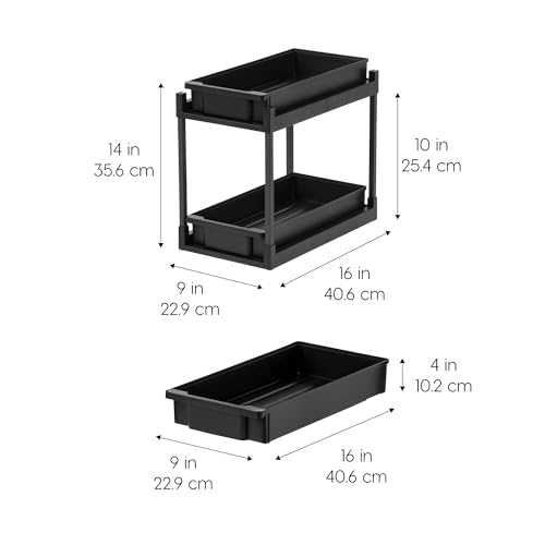 IRIS USA Under Sink Organizer, 4 Pack, Bathroom Organizers and Storage, Pull Out Under Cabinet Kitchen Shelf Pantry Under Counter, Cleaning Supplies, Vertical Spice Rack Slide Out Drawer, Easy Install - size: 4 Pack