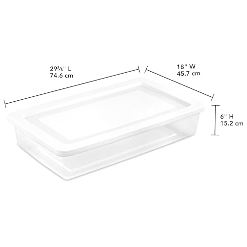 Sterilite 6 Pack Storage Box, 41 Quart Stackable Tote, Clear Plastic Container with Secure Snapping Lids for Home and Office Organization, White - size: 41 Quart, style: 6 Pack