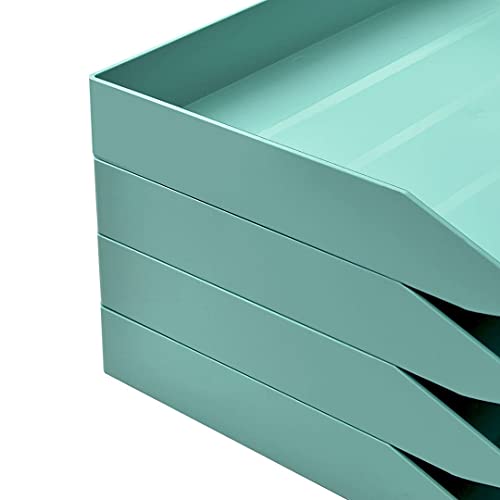 Acrimet Stackable Letter Tray Single Side Load, Plastic, Desktop File Organizer (Solid Green Color) (1 Unit)
