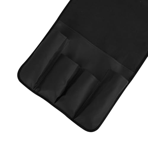 IPENNY No-slip Leather Sofa Couch Remote Control Holder Chair Armrest Caddy Pocket Organizer Storage Bag for Cellphone Tablet Notepad Book Magazines DVD Eyewears Drinker Snacks Holder Pouch - color: Black (Leather + Suede fabric)