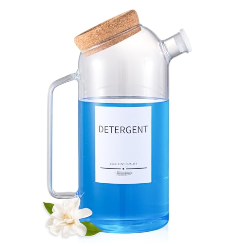 60oz Liquid Laundry Detergent Dispenser with Lables,Glass Laundry Detergent Dispenser,Laundry Detergent Container Laundry Liquid Dispenser - size: 60oz