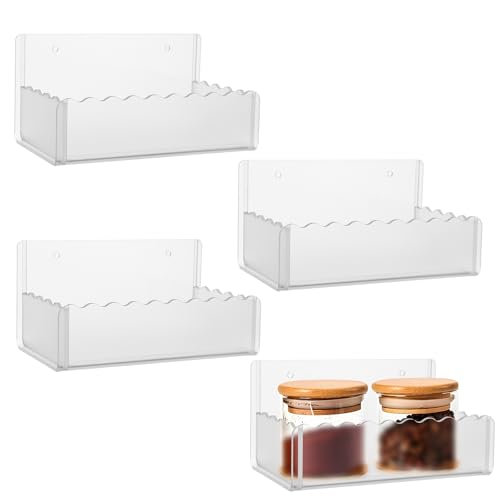 6 inch Spice Rack Wall Mounted,4 Pack Spice Organizer Shelf for Stove Cabinet Pantry Door, Adhesive or Screw Hanging Wall Spice Shelf Storage Holder in Kitchen and RV - Frost Color - color: Frost, size: 6"