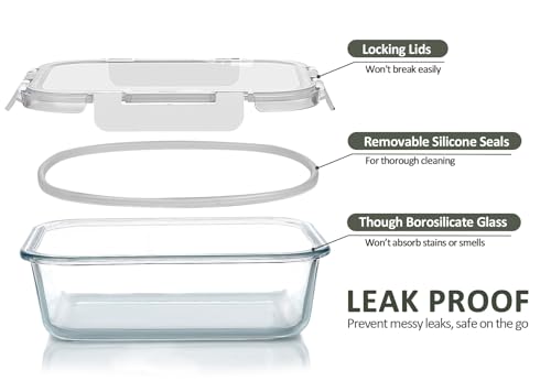24-Piece Glass Food Storage Containers with Upgraded Snap Locking Lids,Glass Meal Prep Containers Set - Airtight Lunch Containers, Microwave, Oven, Freezer and Dishwasher,White - color: White