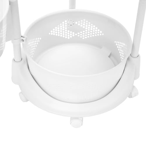 Multi-Layer Kitchen Storage Basket 3Tier Rotating Vegetable Organizer Cart with Casters Detachable Rolling Living Room Standing Rack with Shelve for Lliving rooms, Kitchens,Bathrooms,14.3*23.6in White - size: 3Tier-White