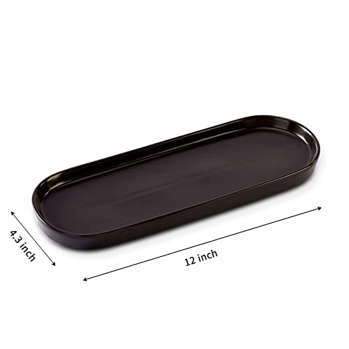 Simple Style Ceramic Sink Tray - Bathroom and Kitchen Counter Tray (Black) - color: Black