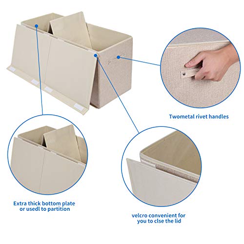 2 Pack Large Toy Box Chest Storage with Flip-Top Lid, Sturdy Kids Toy Storage Bin Boxes Container for Boys, Girls, Nursery, Closet, Bedroom, Playroom 25"x13" x16"(Linen Beige) - color: 2Pack Large Beige