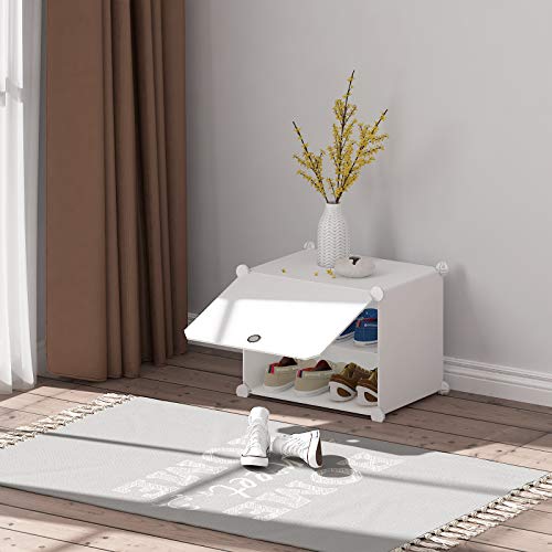 HOMIDEC Shoe Rack, 6 Tier Shoe Storage Cabinet 24 Pair Plastic Shoe Shelves Organizer for Closet Hallway Bedroom Entryway - color: White, style: 2 by 6