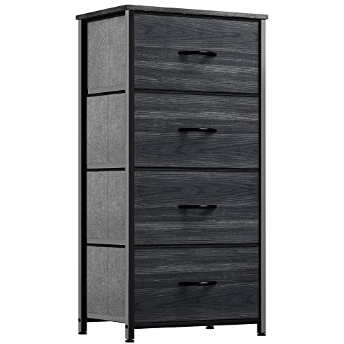 YITAHOME Dresser with 4 Drawers - Fabric Storage Tower, Organizer Unit for Bedroom, Hallway, Closets - Sturdy Steel Frame, Wooden Top & Easy Pull Fabric Bins - color: Charcoal Print, style: 4-Drawer