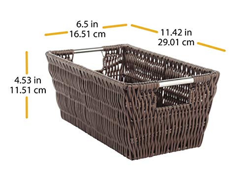 Whitmor Rattique Small Shelf Tote (6500-2712-JAVA) (Pack of 2) - color: Java, size: 11.4"L x 6.5"W x 4.5"H (Pack of 2)