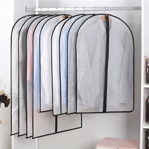 Extra Long Dress Garment Bags 60in Clear Hanging Lightweight Breathable Dust Proof Cover with Study Full Zipper for Storage Clothes and Travel Pack of 6 - size: 6pcs 24'' x 60''