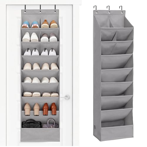 STORAGE MANIAC Over the Door Shoe Organizer Heavy-Duty Large Deep Pocket Hanging Shoe Organizer Shoe Rack Door Closet Shoe Organizer for Wall, Dorm & Narrow Door Storage Shoe Holder Grey, 1 Pack - color: Grey, size: 1 pack