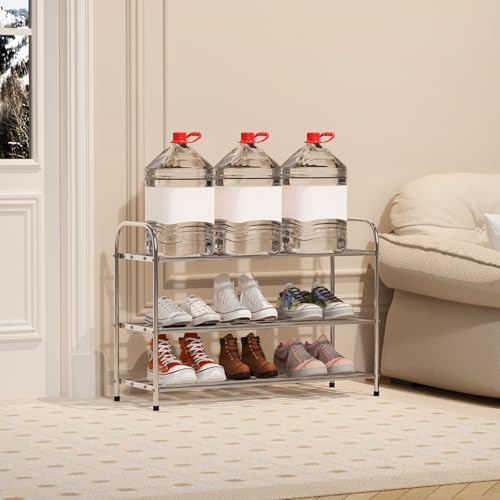 3 Tier Expandable Shoe Rack for Closet, Stainless Steel Shoe Shelf, Strong Weight Capacity Shoes Organizer, Easy to Install and Saving Space Standing Shelf with Sturdy Frame(3 Tier) - size: 3 Tier