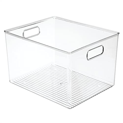 mDesign Large Plastic Storage Organizer Container Bin, Closet Organization for Hallway, Bedroom, Linen, Coat, and Entryway - Holds Clothing, Blankets, and Accessories, Ligne Collection, Clear - size: 12 x 10 x 8 (Pack of 1)