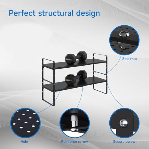 Expandable Cabinet Shelf Organizer Adjustable Metal Spice Rack Stackable Freestanding Counter Storage Shelves for Kitchen Cabinet Under Sink Office Desk (Black - 3Pack - L16.5-27'' * W10.2'' * H9.6'') - color: Black - 3pack - L16.5-27'' * W10.2'' * H9.6''