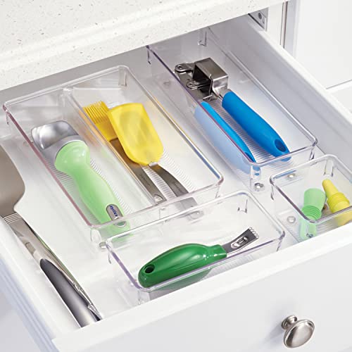 iDesign Utensil Holder and Silverware Organizer for Kitchen Utensils and Countertop Storage, The Linus Collection – Set of 2, 4" x 12" x 3", Clear - size: 4 x 12 x 3, style: Pack of 2