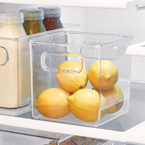 iDesign Pantry Storage Bins with Handles - Cube Organizer Bins for Cabinets or Fridge - Set of 2 - Clear - style: Pack of 2