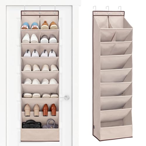 STORAGE MANIAC Over the Door Shoe Organizer Heavy-Duty Large Deep Pocket Hanging Shoe Organizer Shoe Rack Door Closet Shoe Organizer for Wall, Dorm & Narrow Door Storage Shoe Holder Oat Beige, 1 Pack - color: Oat Beige, size: 1 pack