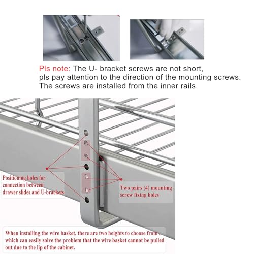 DINDON Pull Out Cabinet Organizer (14" W X 21" D), Cabinet Pull Out Shelves, 2 Tier Pull Out Drawers for Kitchen Cabinets, Wire Basket Slide Out Shelf for Cabinet Organization in Kitchen, Pantry - size: 14'' W X 21'' D
