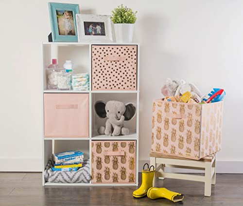 DII Non Woven Polyester Storage Bin, Polka Dot, Pink & Gold, Small Set of 4 - color: Pink & Gold, size: Small Set of 4, 11x11x11" Cube