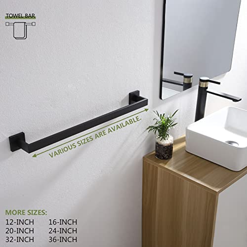 KOKOSIRI 20-Inch Single Towel Bar, Bathroom Kitchen Towel Holder, Wall Mounted SUS304 Stainless Steel Towel Rack, Matte Black, B4003BK-L20 - color: Matte Black, size: 20-Inch