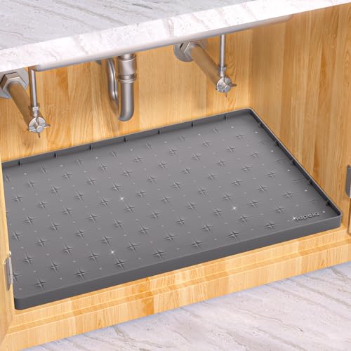 Sdpeia Under Sink Mat 28"×22" Waterproof Silicone Cabinet Liner & Sink Protector for Kitchen & Bathroom, Multi-Purpose Organizers Tray for Pets, Laundry, Cat Litter Mat,Gray - color: Gray, size: 22"W x 28"L
