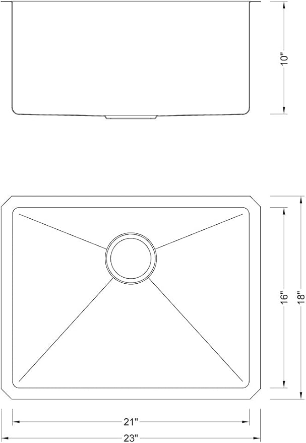 23 in. x 18 in. x 10 in. 16-Gauge Stainless Steel Undermount Single Bowl Kitchen Sink with Strainer