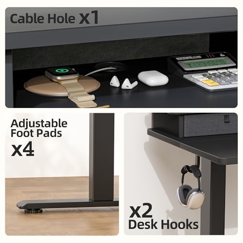 TIQLAB Standing Desk with Two Drawers, Stand Up Standing Desk Adjustable Height, Electric Sit Stand Table with Storage Shelf and Splice Board, 63 * 24 inch, Black - color: Black, size: 63*24 inch without keyboard tray