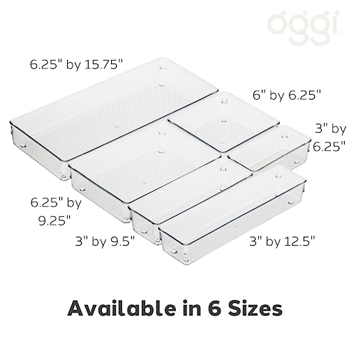 Oggi Clear Drawer Organizer | 6" X 9" | Pack of 2 | For Kitchen & Office | Utensil Storage - size: 6" by 9" (Pack of 2)