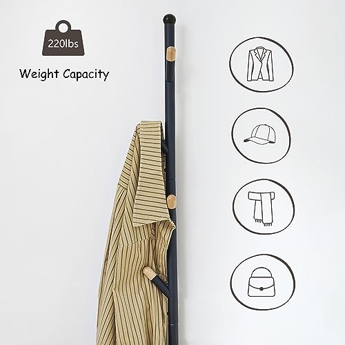 Gewudraw Coat Rack Stand Shoe Bench - 3 in 1 Coat Hall Tree with Shoe Storage With Benches Small Metal Shoes Shelf for Entryway Living Room Bedroom Hallway Mudroom