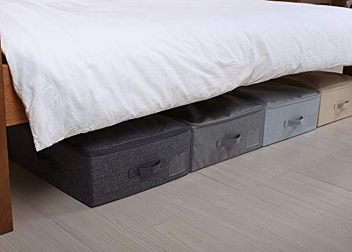 iwill CREATE PRO Under Bed Storage Bin, 100cm Large Foldable Container with Lid | 39.4"x16.9"x7" Dust-Proof Washable Organizer for Shoes, Clothing, Bedding | Durable Plastic Board, Dark Gray - color: Dark Gray