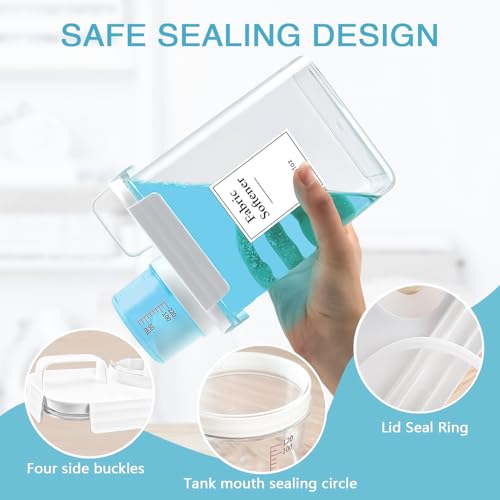 2 Pack Laundry Detergent Dispenser, 61oz Detergent Dispenser, Refluxable Laundry Detergent Container, Plastic Liquid Laundry Detergent Dispenser for Laundry Room Organization with 6 Labels - size: 61 Fl Oz (Pack of 2)
