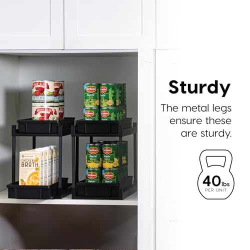 IRIS USA Under Sink Organizer, 2 Pack, Pull Out Under Cabinet Organizers and Storage, Kitchen Shelf Pantry Bathroom Under Counter, Cleaning Supplies, Vertical Spice Rack Slide Out Drawer, Easy Install - size: 2 Pack