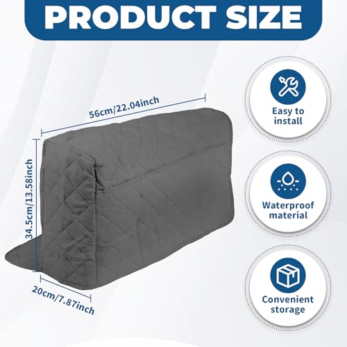 2Pcs Sofa Armrest Cover, Waterproof Armchair Slipcovers with Side Pocket, Couch Arm Covers, Easy Installation Armrest Organizer, Sofa Arm Protector for TV Remote Phone (Grey)