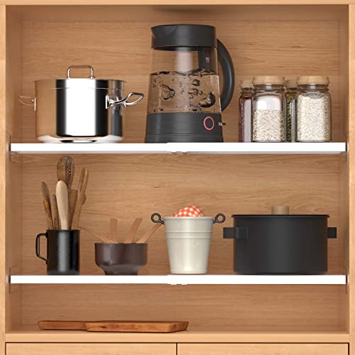 Closet Shelf Divider Expandable Cabinet Tension Shelving Rack Heavy Duty Metal DIY Shelves Separator for Wardrobe Cupboard Cabinet Pantry Kitchen Bathroom,White,3packs - size: 11.8"D x 16.9"-31.5" W-3PCS