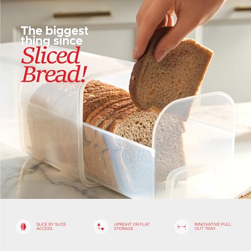 Tafura Bread Storage Container with Tray, Plastic Bread Box, Bread Container with Airtight Lid, Loaf Bread Keeper, Bread Holder for Homemade Bread, BPA Free - color: Black - 1 Pack