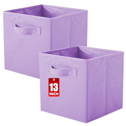 ShellKingdom Foldable Fabric Storage Cubes And Cloth Organizer Drawer For Closet And Toys, 13 X 13 X 13 INCH, 2 Pack (Lavender) - color: Lavender, size: 2 (13inch)