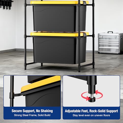 WORKPRO 5-Tier Tote Storage Rack, Heavy-Duty 27 Gallon Tote Storage Rack, 525 LBS Storage Bin Rack for Garage, Pantry, Kitchen, or Basement, Black, 30.5"x22.5"x69", 1 Pack - size: 1 Pack