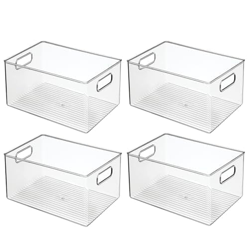 iDesign Pantry Organizer Bins with Handles - Storage Bins for Cabinets or Fridge - Set of 4 - Clear - style: Pack of 4