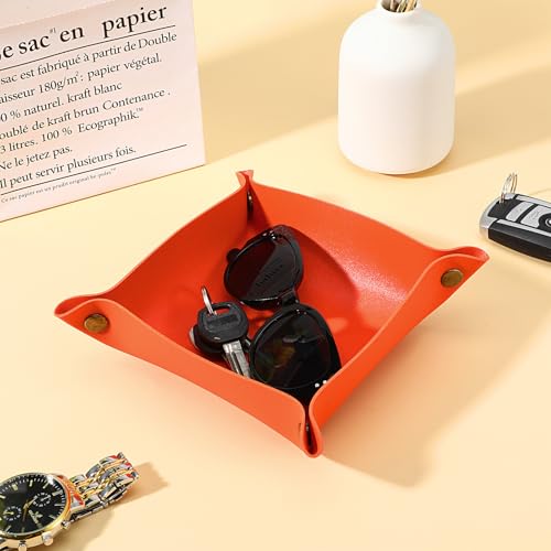 20 Pcs PU Leather Jewelry Valet Tray for Women and Man Portable Catchall Travel Storage Dish Plate Key Tray For Entryway Desk Organizer for Phone, Keys, Glasses, Wallet, Earphone, Watch, Coin