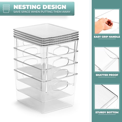 Sorbus Medium Plastic Storage Bins with Lids, Stackable Toy, Clothes, Medicine, Makeup, Closet, Art Supply, Bathroom, Shoe, Toy Organizer (4 Pack) - size: Medium, style: 4 Pack