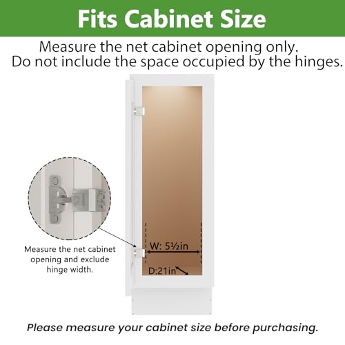 ROOMTEC 3-Tier Pull Out Cabinet Organizer Spice Rack for Narrow Cabinet 5" W x 20½" D, Slide Out Wood Shelves Storage for Kitchen - size: 5" W x 20½" D, 3 Tier, Wood Shelves