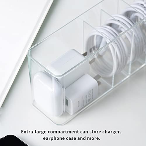 Charger Cable Cord Storage Organizer Box - 2 Pack With Lid - Easy Storage Without Cable Ties - style: Stackable
