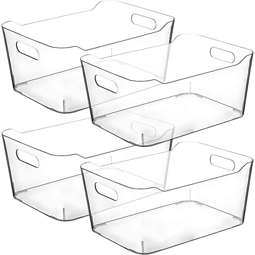 Clear Plastic Storage Bins for Kitchen Organization or Pantry Organizers and Storage, Freezer Fridge Organizer Storage Containers Bin for Organizing Refrigerator Medicine Closet Cabinet Organizers - size: Large