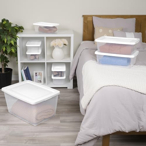 Sterilite 8-Pack Storage Box, Clear Plastic Storage Container Bins with Lids, 20 Quart - Heavy-Duty Organizing Containers for Closet, Bathroom, and Office - size: 20 Quart, style: 8