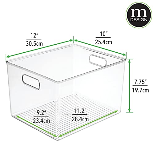 mDesign Large Plastic Storage Organizer Container Bin, Closet Organization for Hallway, Bedroom, Linen, Coat, and Entryway - Holds Clothing, Blankets, and Accessories, Ligne Collection, Clear - size: 12 x 10 x 8 (Pack of 1)